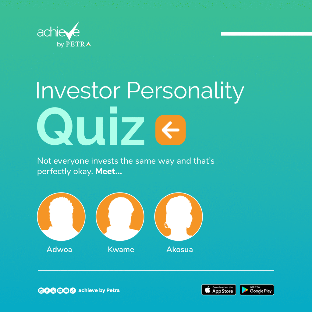 Investor Personality Quiz by achieve by Petra – discover if you’re a cautious, balanced, or bold investor and get matched with the right investment product.
